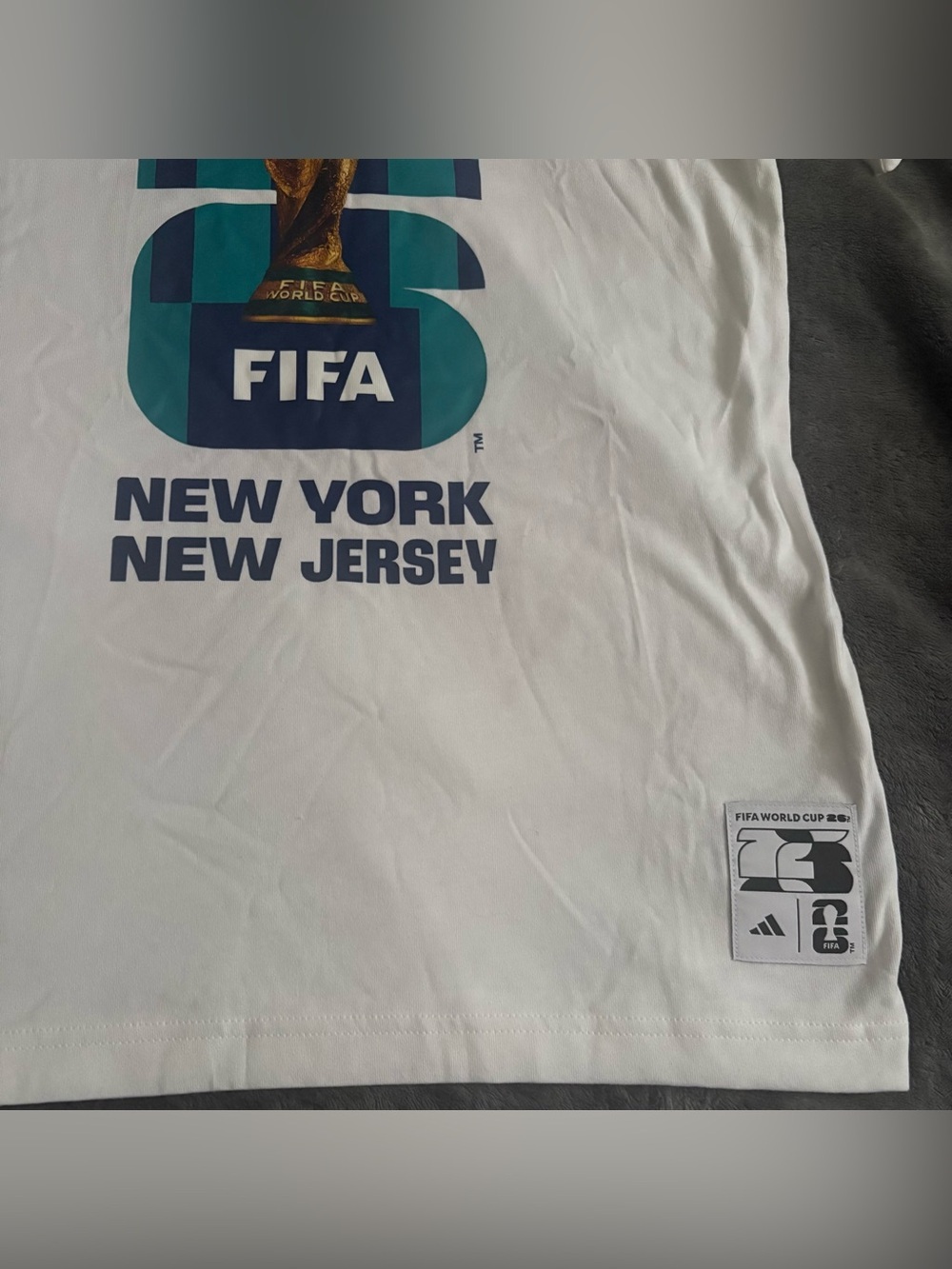 adidas White FIFA New York New Jersey Graphic Tee